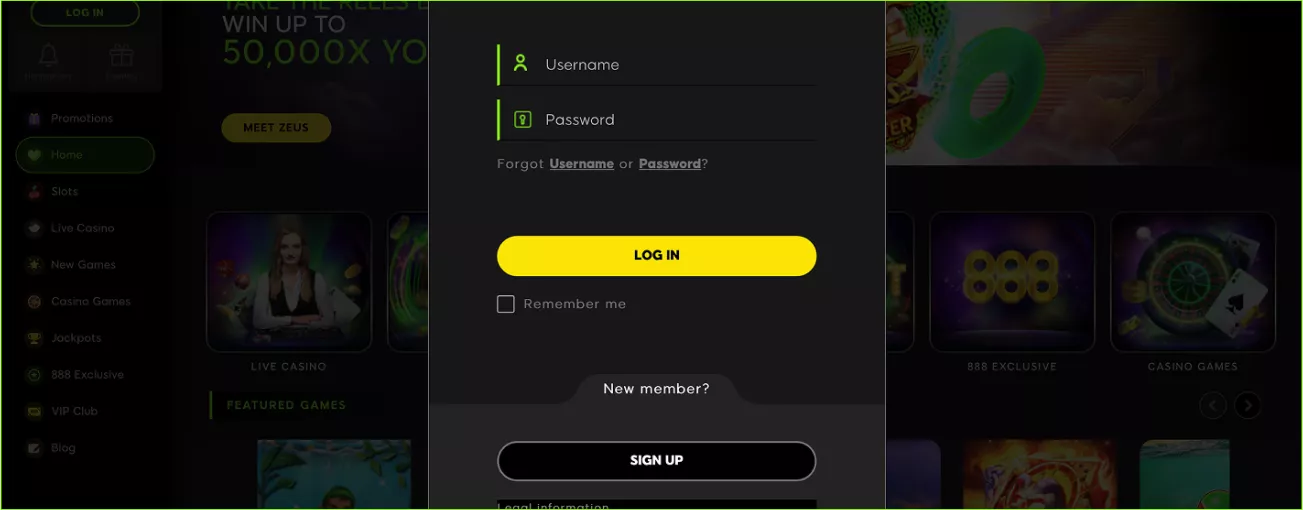 Login to 888Casino - fast access to real games